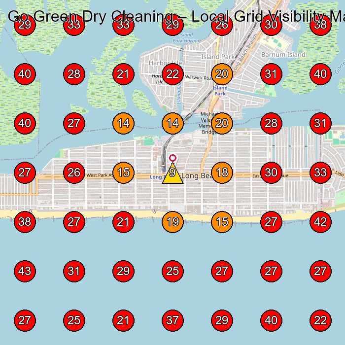 Go Green Dry Cleaning GeoGrid visibility map for Dry Cleaner in Island Park